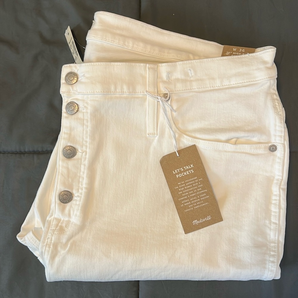 Madewell 10” High Rise Skinny White Size 36P NWT